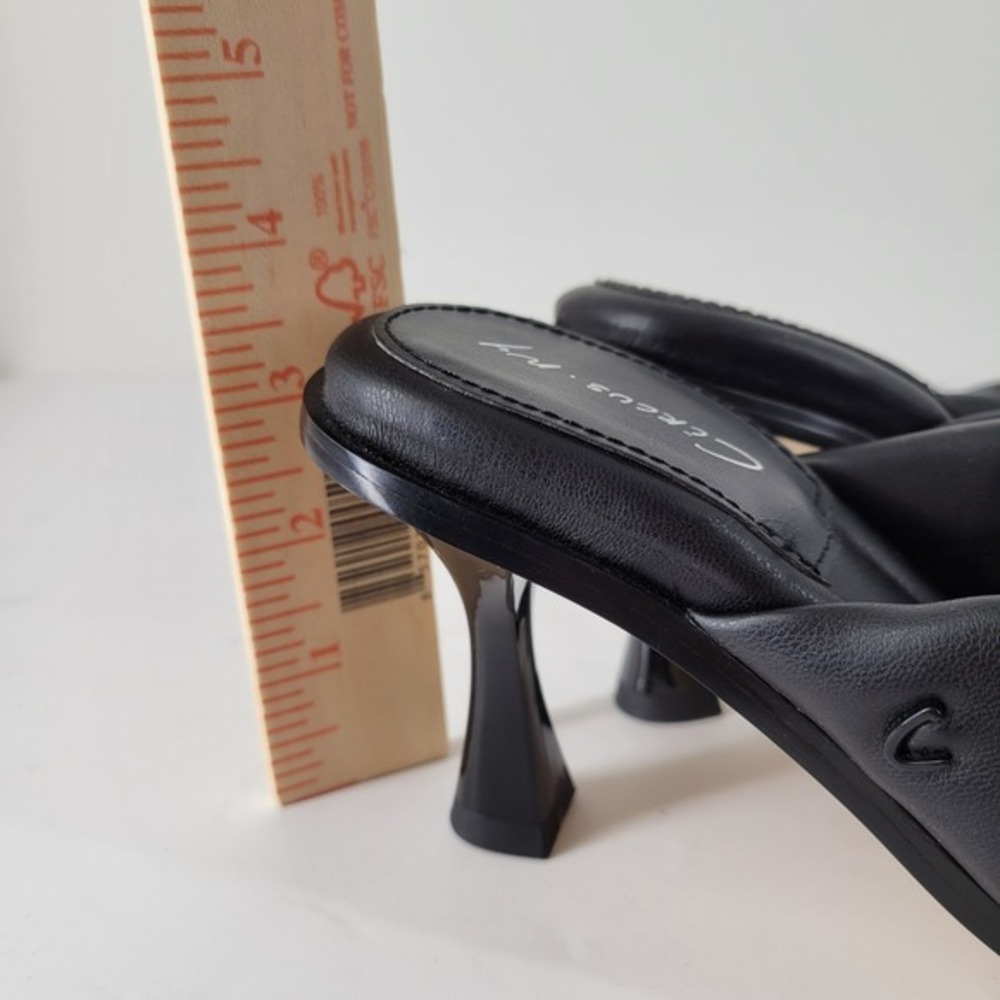 Sam Edelman Circus NY Black‎ Square Toe Knot Heeled Mules Sandals Slip On Sz 6 - Picture 6 of 8